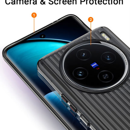 Kapa Matte Wave Grip Back Cover for Vivo X200 5G | Ultra Slim [With Metal Buttons] Frosted Back Case (Grey) - Mobizang