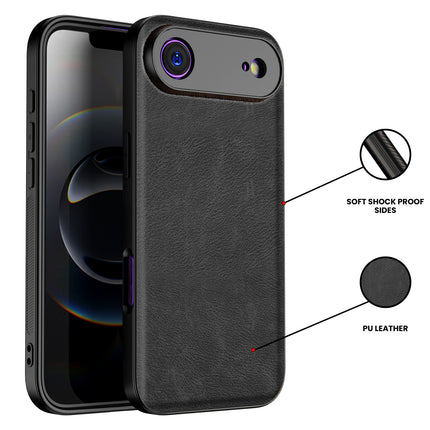 Kapa Tux Leather Back Cover for Apple iPhone 17 Air | Slim Shockproof Camera Protection Bumper Case (Black)