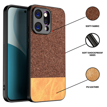 Kapa Soft Fabric & Leather Hybrid Protective Back Cover for Oppo Reno 14 5G | Shockproof Slim Hard Anti Slip Back Case (Brown) - Mobizang