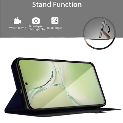 Kapa Noble Slim Magnetic Leather Flip Case Cover for OnePlus Nord CE 4 Lite | Card Holder Stand Flip Wallet Case (Blue) - Mobizang