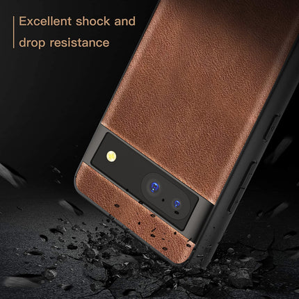 Kapa Tux Leather Back Cover for Google Pixel 8A | Slim Shockproof Camera Protection Bumper Case (Brown) - Mobizang