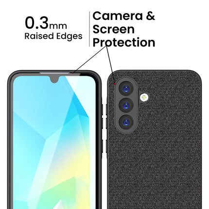Kapa Soft Full Fabric Protective Back Case Cover for Samsung Galaxy M16 | Shockproof Slim Hard Anti Slip Back Case (Black)
