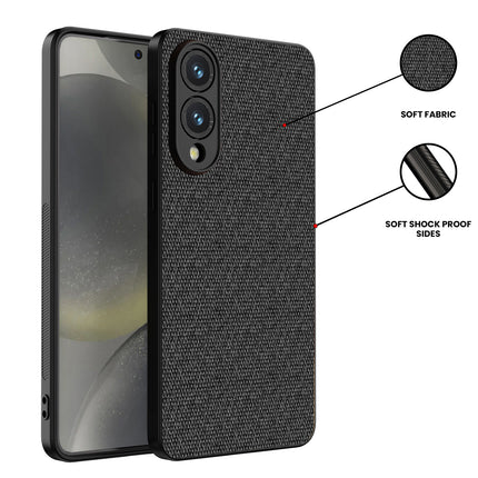 Kapa Soft Full Fabric Protective Back Case Cover for Samsung Galaxy S25 Edge | Shockproof Slim Hard Anti Slip Back Case (Black)