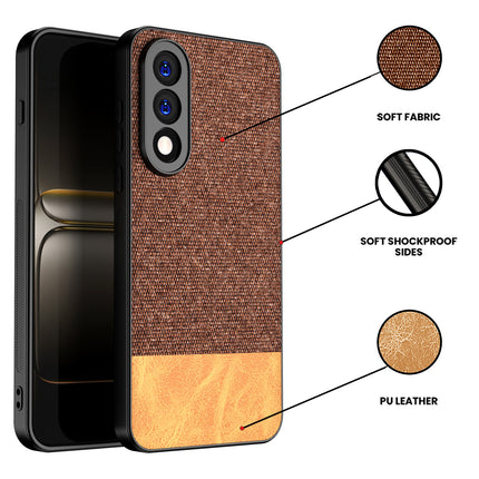 Kapa Soft Fabric & Leather Hybrid Protective Back Cover for OnePlus Nord 5 | Shockproof Slim Hard Anti Slip Back Case (Brown)
