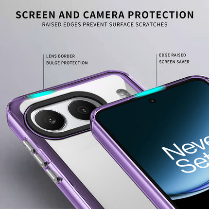 Kapa Warrior Acrylic Clear Back Cover For OnePlus Nord 4 | Slim Shockproof [Military Grade Protection] Hybrid Bumper Case (Purple Sides)