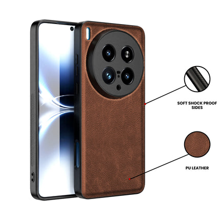 Kapa Tux Leather Back Cover for Vivo X200 Ultra | Slim Shockproof Camera Protection Bumper Case (Brown)