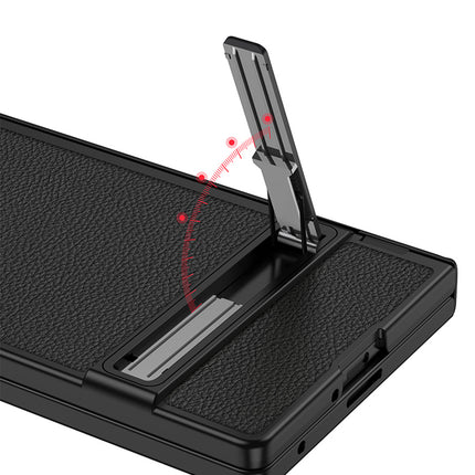 Kapa Leather Case with Stand and Hinge Protection Back Cover for Samsung Galaxy Z Fold7 / Fold 7 | Ultra Thin Full Body Protection Hard Cover (Black)