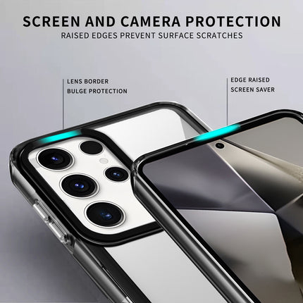 Kapa Warrior Acrylic Clear Back Cover For Samsung Galaxy S25 Ultra | Slim Shockproof [Military Grade Protection] Hybrid Bumper Case (Grey Sides) - Mobizang