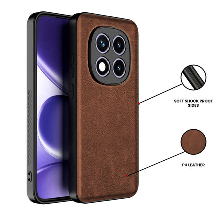 Kapa Tux Leather Back Cover for Redmi Note 15 Pro 5G | Slim Shockproof Camera Protection Bumper Case (Brown) - Mobizang
