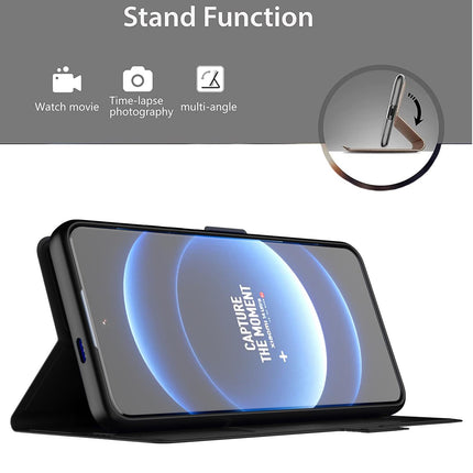 Kapa Noble Slim Magnetic Leather Flip Case Cover for Xiaomi 14 ULTRA (5G) | Card Holder Stand Flip Wallet Case (Black)