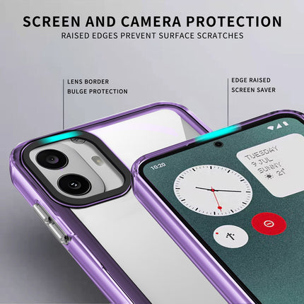 Kapa Warrior Acrylic Clear Back Cover For Nothing CMF Phone 1 | Slim Shockproof [Military Grade Protection] Hybrid Bumper Case (Purple Sides) - Mobizang