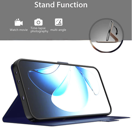 Kapa Noble Slim Magnetic Leather Flip Case Cover for Oppo Reno 13 | Card Holder Stand Flip Wallet Case (Blue)