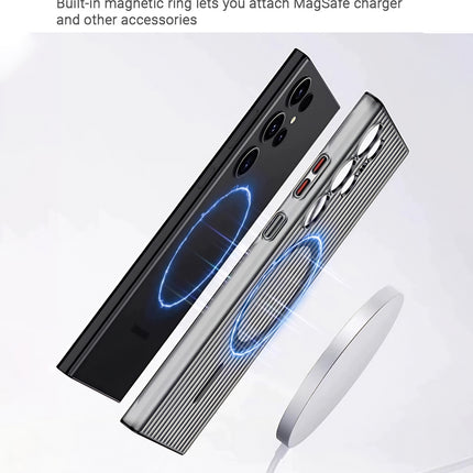 Kapa Matte Magnetic Wave Grip Back Cover for Samsung Galaxy S25 PLUS | [MagSafe Compatible] Wireless charging, Slim, Metal Buttons, Frosted Back Case (White)