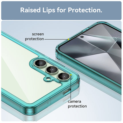 Kapa Unicorn Acrylic Clear Back Cover For Samsung Galaxy S24 FE | Slim Shockproof [Military Grade Protection] Hybrid Bumper Case (Blue Sides)