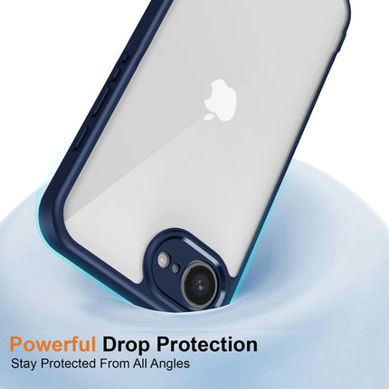 Kapa Hawkeye Clear Back Cover for Apple iPhone 16E | Camera Lens Protector Shockproof Slim Clear Case Cover (Blue Sides)