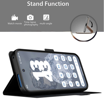 Kapa Noble Slim Magnetic Leather Flip Case Cover for Google Pixel 9 | Card Holder Stand Flip Wallet Case (Black)