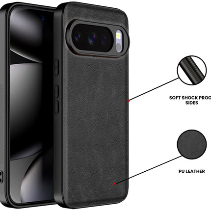 Kapa Tux Leather Back Cover for Google Pixel 10 PRO | Slim Shockproof Camera Protection Bumper Case (Black)