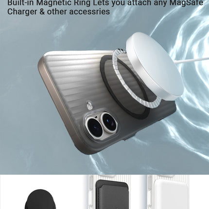 Kapa Matte Magnetic Wave Grip Back Cover for Apple iPhone 16 | [MagSafe Compatible] Wireless charging, Slim, Metal Buttons, Frosted Back Case (Grey)