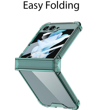 Kapa Clear Airbag with Hinge Protection Back Case for Samsung Galaxy Flip6 / Z Flip 6 | Transparent Shockproof Slim Hard Protective Cover (Green)