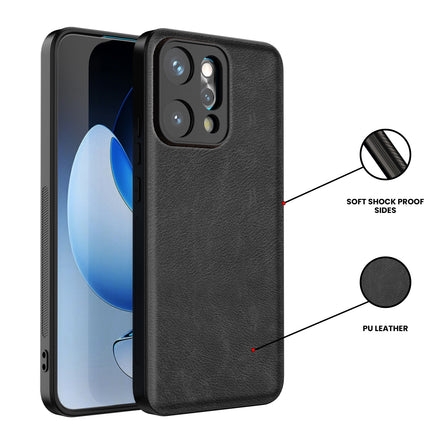 Kapa Tux Leather Back Cover for Oppo Reno 14 PRO 5G | Slim Shockproof Camera Protection Bumper Case (Black)