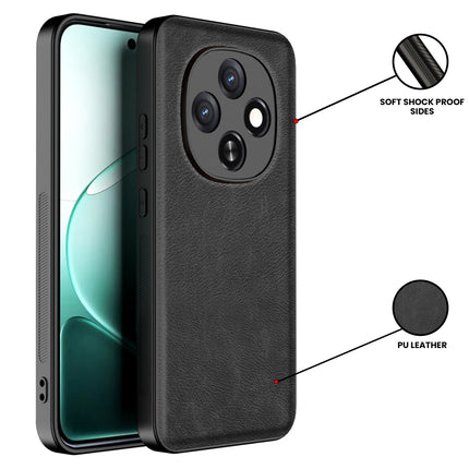 Kapa Tux Leather Back Cover for Oppo F31 Pro 5G | Slim Shockproof Camera Protection Bumper Case (Black)