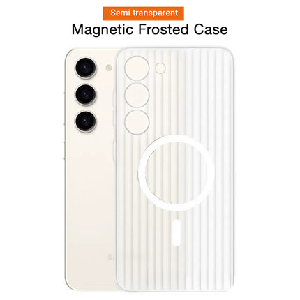 Kapa Matte Magnetic Wave Grip Back Cover for Samsung Galaxy S25 PLUS | [MagSafe Compatible] Wireless charging, Slim, Metal Buttons, Frosted Back Case (White)