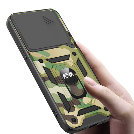Kapa Tank Back Cover for IQOO 13 (5G) | Inbuilt Ring + Slider Shockproof Lens Protection Bumper Back Case (Green)
