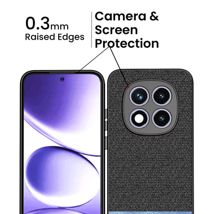 Kapa Soft Fabric & Leather Hybrid Protective Back Cover for Redmi Note 15 Pro 5G | Shockproof Slim Hard Anti Slip Back Case (Black,Blue)