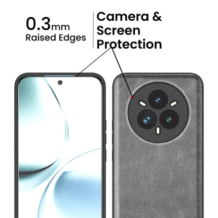 Kapa Tux Leather Back Cover for Realme 14 Pro 5G | Slim Shockproof Camera Protection Bumper Case (Grey)