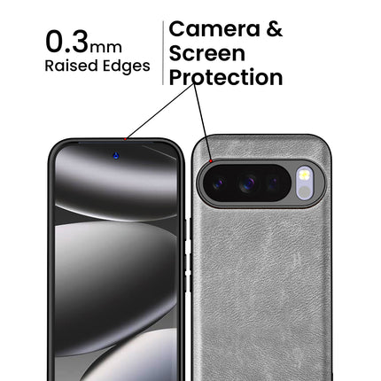 Kapa Tux Leather Back Cover for Google Pixel 10 PRO | Slim Shockproof Camera Protection Bumper Case (Grey)