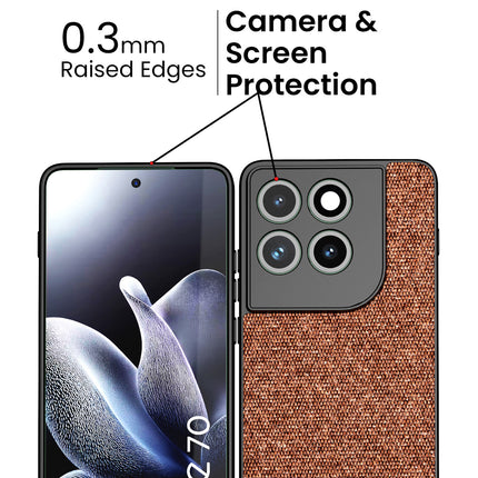 Kapa Soft Fabric & Leather Hybrid Protective Back Cover for Moto Edge 70 | Shockproof Slim Hard Anti Slip Back Case (Brown)
