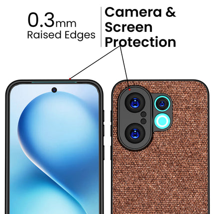 Kapa Soft Fabric & Leather Hybrid Protective Back Cover for Vivo X200 FE 5G | Shockproof Slim Hard Anti Slip Back Case (Brown) - Mobizang