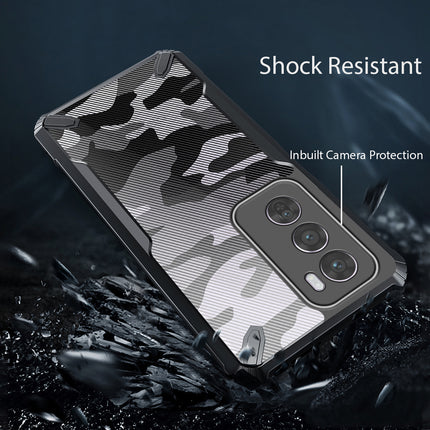 Kapa Bull Camouflage Back Cover for Oppo Reno 12 Pro (5G) | [Military Grade Protection] Shock Proof Slim Hybrid Bumper Case (Black) - Mobizang