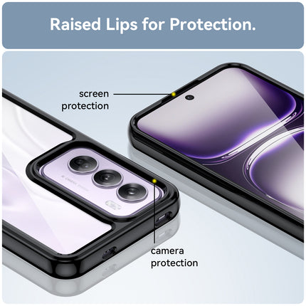 Kapa Unicorn Acrylic Clear Back Cover For Oppo Reno 12 Pro (5G) | Slim Shockproof [Military Grade Protection] Hybrid Bumper Case (Black Sides)