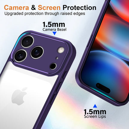 Kapa Hawkeye Clear Slim Tough Back Cover for Apple iPhone 17 Pro Max | Camera Lens Protector Anti Yellow Shockproof Clear Hybrid Case Cover (Purple) - Mobizang