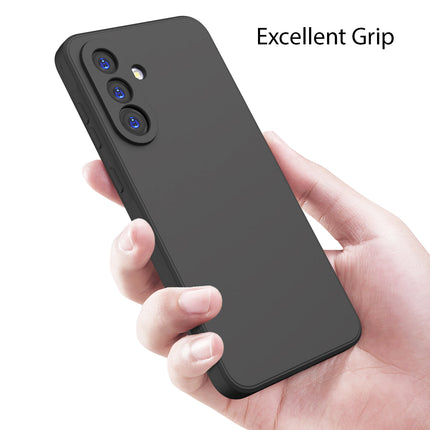 Kapa Matte Protective Lens Flexible Back Cover for Samsung Galaxy A16 | Slim Silicone with Soft Lining Shockproof Full Body Bumper Case (Black) - Mobizang