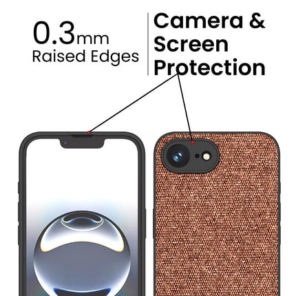 Kapa Soft Fabric & Leather Hybrid Protective Back Cover for Apple iPhone 16E | Shockproof Slim Hard Anti Slip Back Case (Brown)