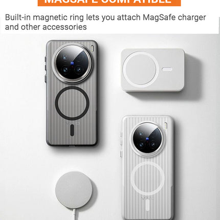 Kapa Wave Magnetic Frosted Grip Back Cover for Vivo X100 Pro | [MagSafe Compatible] Wireless charging, Slim, Metal Buttons Matte Finish Back Case (White)