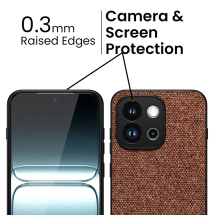 Kapa Soft Fabric & Leather Hybrid Protective Back Cover for OnePlus 13S | Shockproof Slim Hard Anti Slip Back Case (Brown)