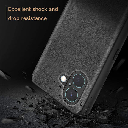 Kapa Tux Leather Back Cover for Apple iPhone 16 | Slim Shockproof Camera Protection Bumper Case (Black)