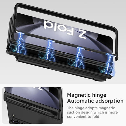 Kapa Magnetic Hinge Case for Samsung Galaxy Z Fold 6 | Inbuilt S-Pen Holder Stand Hybrid Back Cover (Black) - Mobizang