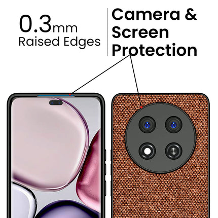 Kapa Soft Fabric & Leather Hybrid Protective Back Cover for Honor X9C 5G | Shockproof Slim Hard Anti Slip Back Case (Brown)