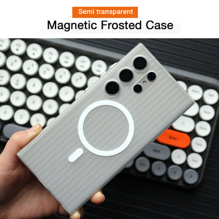 Kapa Matte Magnetic Wave Grip Back Cover for Samsung Galaxy S25 Ultra | [MagSafe Compatible] Wireless charging, Slim, Metal Buttons, Frosted Back Case (White) - Mobizang