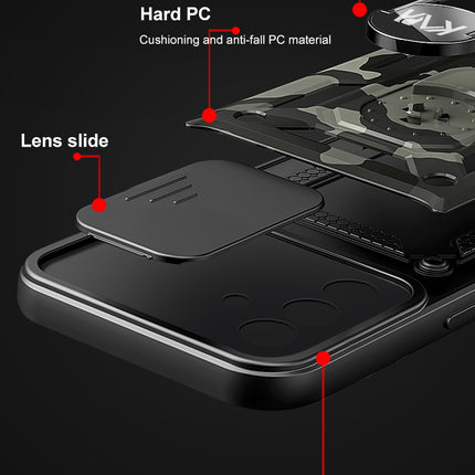 Kapa Tank Back Cover for Samsung Galaxy S25 Plus | Inbuilt Ring + Slider Shockproof Lens Protection Bumper Back Case (Black)