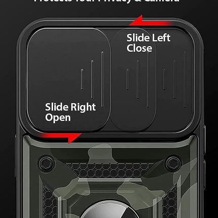 Kapa Tank Back Cover for Samsung Galaxy A36 | Inbuilt Ring + Slider Shockproof Lens Protection Bumper Back Case (Black)