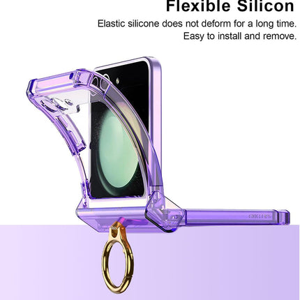 Kapa Clear Airbag Ring Back Case for Samsung Galaxy Flip6 / Z Flip 6 | Transparent Shockproof Slim Hard Protective Cover (Purple)