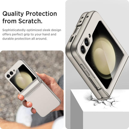 Kapa Ultra Thin Back Cover for Galaxy Z Flip6 / Z Flip 6 | With [Magnetic Hinge Protection] and Inbuilt Glass Window Protection (Titanium)