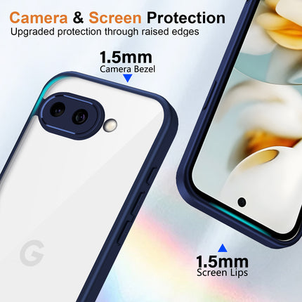 Kapa Hawkeye Clear Slim Tough Back Cover for Google Pixel 9A | Camera Lens Protector Anti Yellow Shockproof Clear Hybrid Case Cover (Blue)