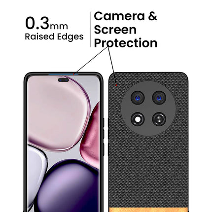 Kapa Soft Fabric & Leather Hybrid Protective Back Cover for Honor X9C 5G | Shockproof Slim Hard Anti Slip Back Case (Black,Brown)