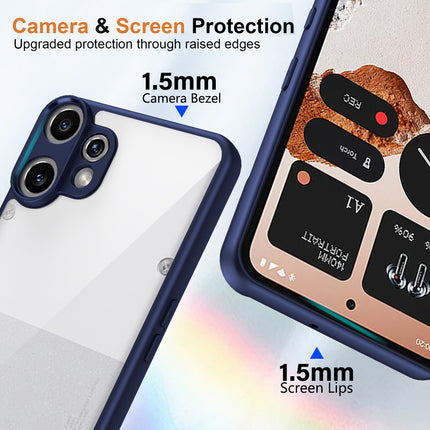 Kapa Hawkeye Clear Slim Tough Back Cover for CMF Phone 2 PRO | Camera Lens Protector Anti Yellow Shockproof Clear Hybrid Case Cover (Blue)